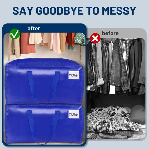 Vista 5 de BlissTotes Bolsas de mudanza, suministros de mudanza resistentes y bolsas de almacenamiento, bolsas de embalaje extragrandes, cajas con bolsillos