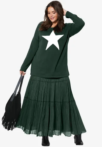 Vista 4 de Ellos Suéter con apliques de estrellas en talla grande para mujer