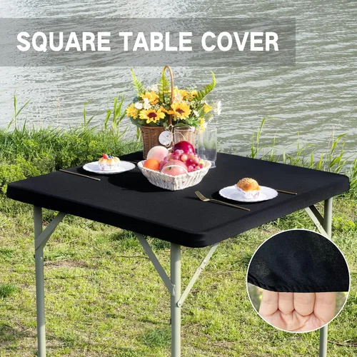 Vista 3 de Mantel Cuadrado Ajustable Cubierta de Mesa Elástica Mantel Elástico Stretch Spandex Cubierta Superior de Mesa Tapa de Mesa para Comedor Cocina Hogar
