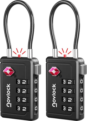 Vista 24 de Cerradura de equipaje aprobada por la TSA Indicador de inspección, combinación de 4 dígitos, aleación de zinc duradera para maletas, mochilas