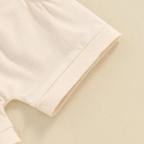Vista 5 de Newbgclo Ropa de verano para bebé niño y niña, camiseta de manga corta con estampado de letras, camiseta de manga corta, pantalones cortos
