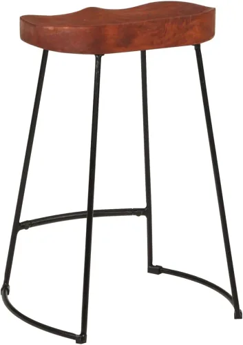 Vista 7 de Bar Stool Set of 2 Natural Mango Wood with Powder-Coated Iron Frame for Home Bar Kitchen Counter Retro Style Durable Seating Marrón