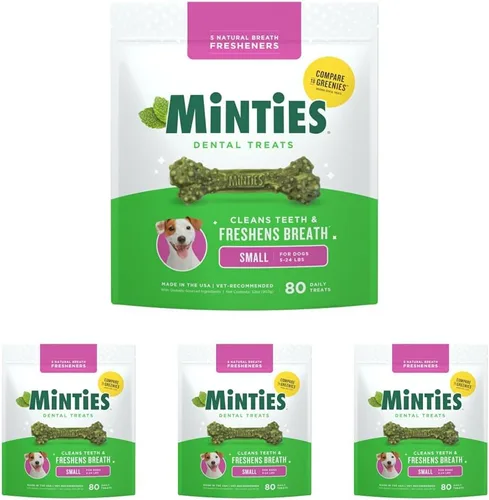 Vista 10 de Minties VetIQ - Golosinas dentales para huesos para perros, masticables dentales para perros pequeños y pequeños (menos de 40 libras), 80