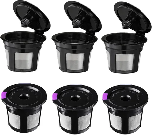 Vista 7 de K Cups reutilizables, filtros de café reutilizables de ajuste universal con malla de acero inoxidable de grado alimenticio, cápsulas de café