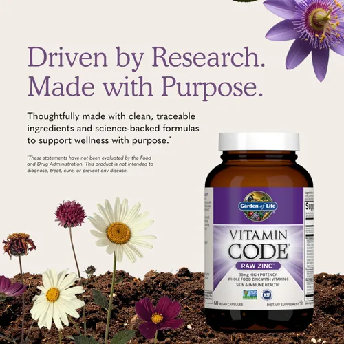 Vista 6 de Garden of Life Vitamina de zinc, suplemento alimenticio con vitamina C, vegano, 60 cápsulas