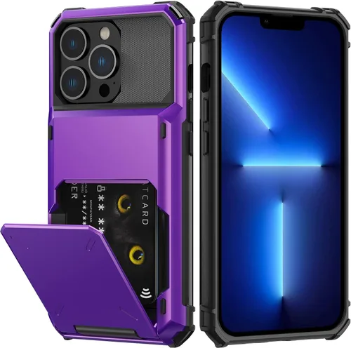 Vista 25 de Nvollnoe Funda para iPhone 13 con tarjetero [almacena 5 tarjetas] Funda tipo cartera de doble capa resistente a prueba de golpes con ranura oculta