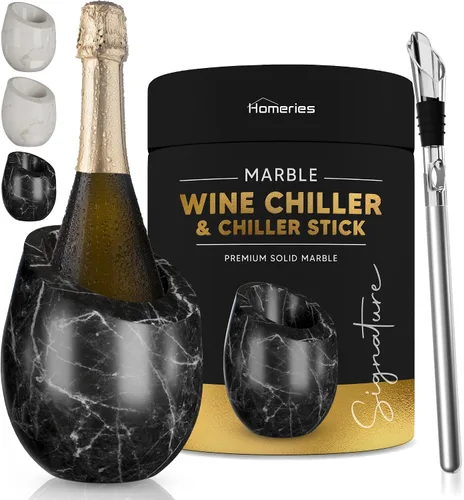 Vista 8 de Cubo Enfriador de Vino de Mármol Homeries - Enfriador de Vino y Champán para Fiestas, Cena – Mantén el Vino y las Bebidas Frías, Enfriadores de Vino