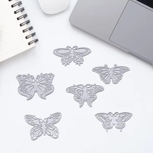 Vista 4 de 6 troqueles de corte de mariposas para hacer tarjetas, troqueles de mariposa retro, animales, insectos, fondo, plantilla de estampado, herramienta