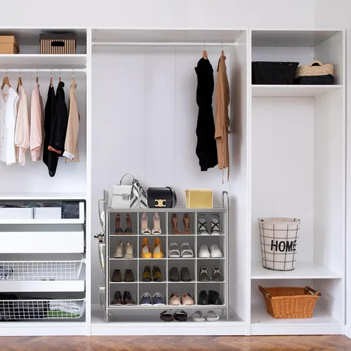 Vista 5 de Simple Houseware - Organizador de zapatero con cubículo de 4 niveles y 16 cubos, color gris