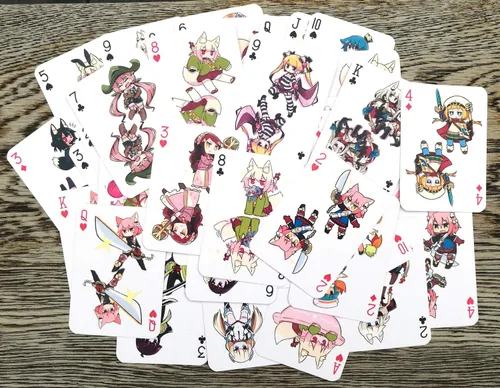 Vista 4 de Naipes de anime # Baraja de póquer 54 cartas todas diferentes # NAGA U Kawaii Anime Chibi Cute Manga