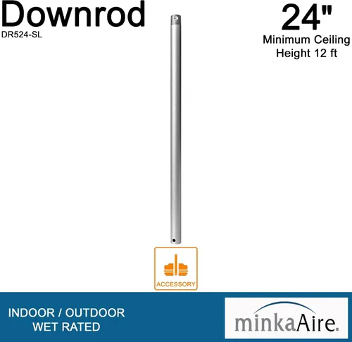 Vista 4 de Minka-Aire DR524-SL, varilla descendente de 24", plata