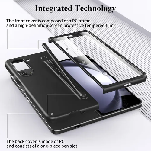 Vista 2 de Foluu Funda delgada para Samsung Galaxy Z Fold 5 con soporte para bolígrafo y protector de pantalla frontal integrado, funda protectora