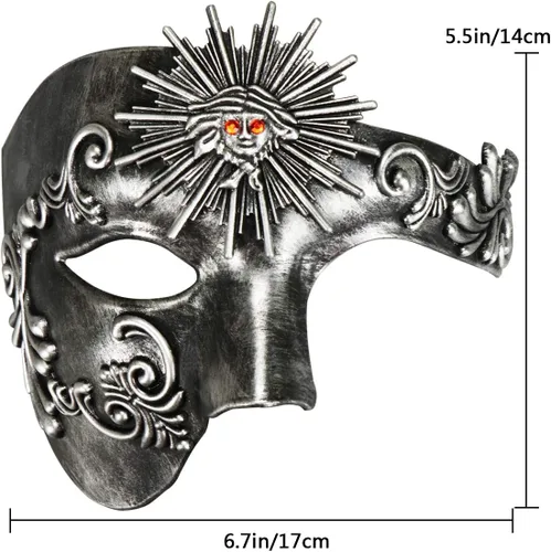 Vista 5 de Thmyo Half Face - Máscara de mascarada de carnaval veneciano para hombre, diseño vintage de Phantom of the Opera