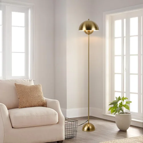 Vista 2 de COSYLUX Lámpara de pie moderna para sala de estar, lámpara de pie alta industrial para dormitorio, pantalla de metal que refleja la luz, lámpara