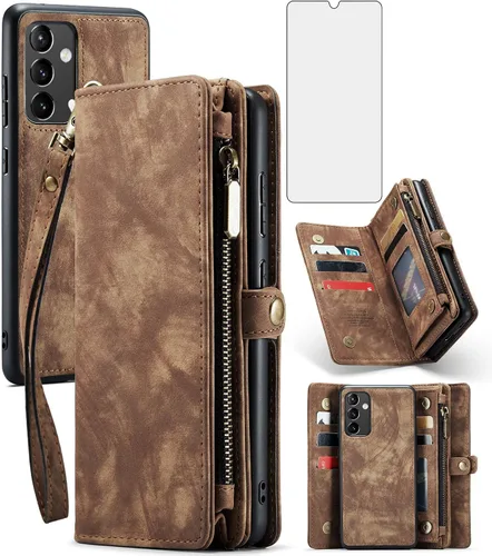 Vista 8 de Asuwish Funda de teléfono para Samsung Galaxy A54 5G con cremallera, funda desmontable con protector de pantalla de vidrio templado y tarjetero