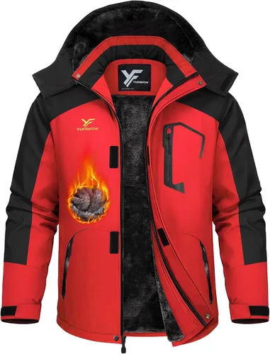 Vista 12 de Chaqueta de invierno para hombre, abrigo de trabajo, cortavientos impermeable, softshell pesado, térmica aislante, resistente al calor, para esquí