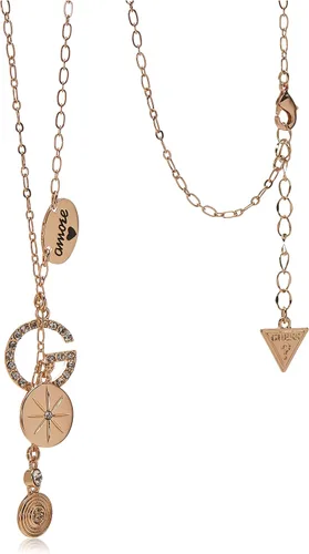Vista 2 de GUESS "Basic" Collar en forma de Y lineal dorado Pave G, 16" + extensor de 2", Metal