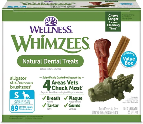 Vista 11 de Wellness WHIMZEES Value Pack - Golosinas dentales naturales para perros, masticables, refresca el aliento, tamaño extragrande, caja de 64 onzas, 15