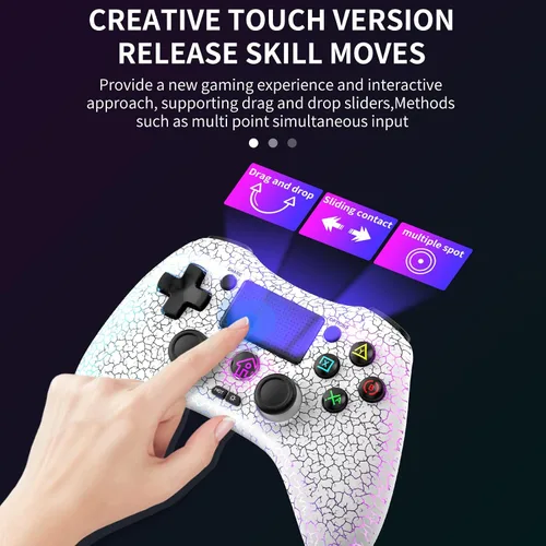 Vista 5 de RALAN Wireless Controller with 8 Color Adjustable LED Lighting Compatible with PS4 ProSlimfor PS4 Controller Dualshock 4, with Headphone Jack for