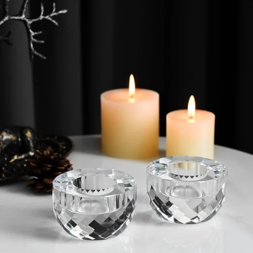 Vista 6 de Juego de 2 portavelas de cristal, cera de té, centro de mesa ultra elegante y moderno, decoración del hogar, boda