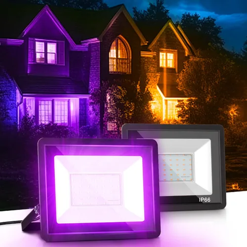 Vista 10 de L LOHAS LED Luz de Inundación LED RGB para Exteriores, 25W Luces de Fiesta DIY que Cambian de Color con Control Remoto, Luz de Patio