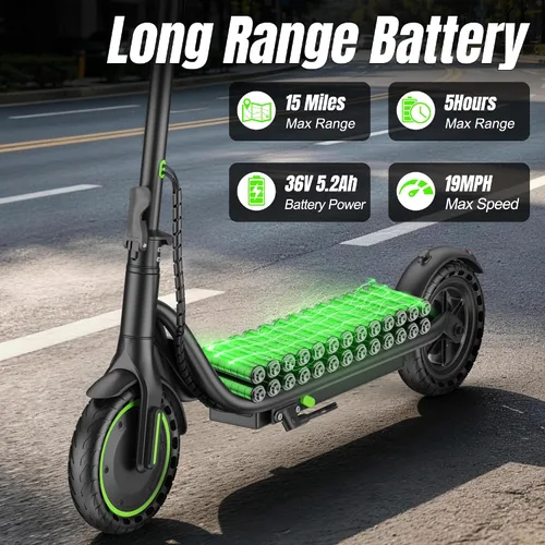 Vista 2 de Electric Scooter,350/500W Powerful Motor,15-28 Miles Long Range,Dual Braking System,19/22 Mph Speed,8.5/10" Foldable E Scooter with Solid Tires