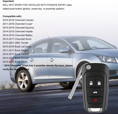 Vista 2 de Compatible con 2010 2011 2012 2013 2014 2015 2016 2017 Chevy Equinox Camaro Cruze Malibu Impala Sonic GMC Terrain Buick Lacrosse Regal Verano Encore