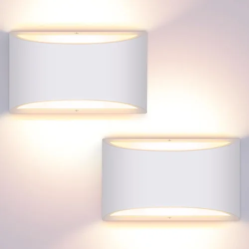Vista 21 de Juego de 2 apliques de pared LED modernos negros con cable para interiores, luces de montaje en pared arriba y abajo, para sala de estar
