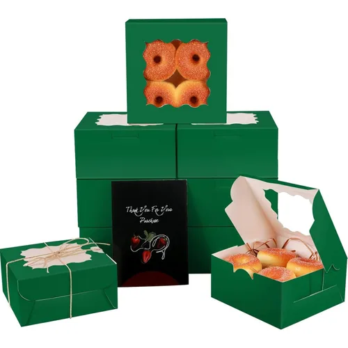 Vista 10 de qiqee Cajas de galletas negras con ventana, 36 paquetes de 6 x 6 x 3, caja de pastelería negra para recuerdos de boda, cumpleaños y fiesta