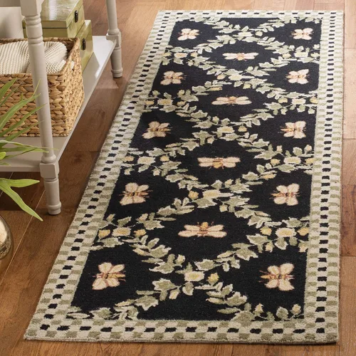 Vista 23 de SAFAVIEH Chelsea Collection - Alfombra decorativa de 1 pies 8 pulgadas x 2 pies 6 pulgadas, color negro, lana de campo francesa enganchada a mano
