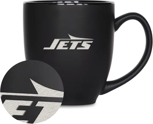 Vista 35 de Rico Industries Taza Bistro Mate Negra de Fútbol Americano NFL de 15 onzas - Para Bebidas Calientes o Frías - Logotipo del Equipo Grabado para una