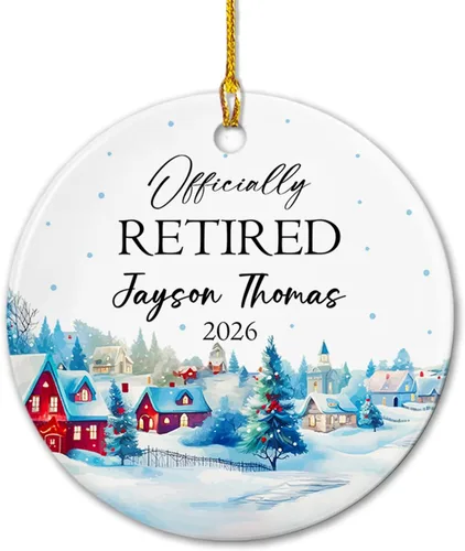Vista 9 de Adorno de cerámica personalizado de jubilación Navidad 2026, A Wise Man Once Said I'm Outta Here & He Lived Happily Ever After, adorno de cerámica