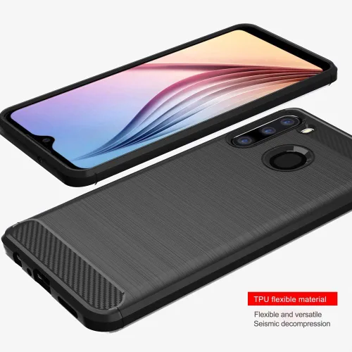 Vista 2 de Asuwish Funda compatible con Samsung Galaxy A21, protector de pantalla de vidrio templado y accesorios para celda, fundas delgadas de silicona suave
