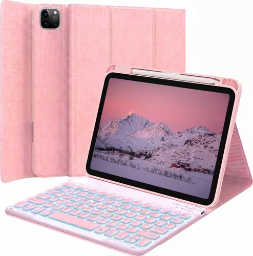 Vista 14 de Funda de teclado retroiluminada para iPad de 9.7 pulgadas 2018 (6ª generación) / iPad 2017 (5ª generación) / iPad Air 2/1, teclado inalámbrico Negro
