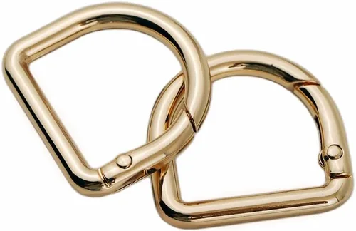 Vista 6 de TANJUN 2 unids D hebilla semicírculo resorte broche broche gatillo resorte llavero hebilla para bolsos monederos llavero