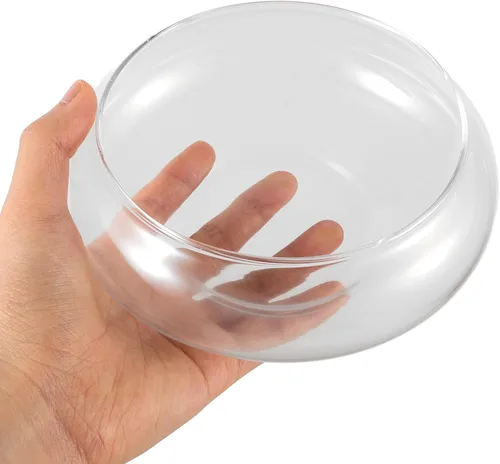 Vista 3 de Happyyami Jarrón de vidrio para peces de cristal, cuenco transparente de boca ancha, jarrón redondo, terrario, planta de aire, maceta hidropónica