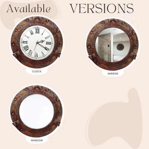 Vista 7 de Nagina International Espejo náutico de buey náutico de alta calidad con diseño de náutica de cobre rústico Espejos de baño náuticos