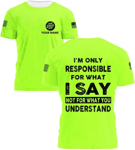 Vista 6 de Camisetas de alta visibilidad con cita divertida para hombres y mujeres, camisetas de seguridad reflectantes con nombre personalizado, camiseta