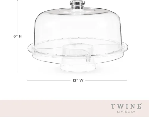 Vista 3 de Twine Servidor acrílico multifuncional con molde Bundt para pastel, juego de platos para servir postres, molde para pasteles, soporte para pasteles