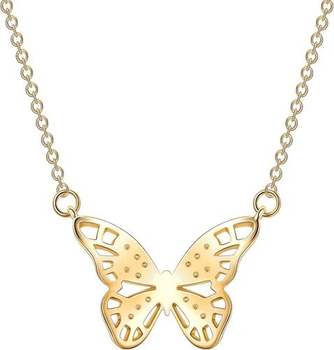 Vista 6 de Collar chapado en oro de 14 quilates con circonita cúbica para novia, collar de animales para mujeres y niñas (serpiente, tigre, oso, mariposa)
