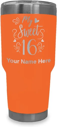 Vista 15 de LaserGram Taza aislada al vacío de 20 onzas, My Sweet 16, grabado personalizado incluido (gris)