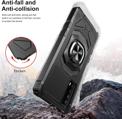 Vista 5 de Ailiber Funda para TCL Stylus 5G - Grado militar, resistente a prueba de golpes, con protector de pantalla, soporte de anillo para montaje magnético