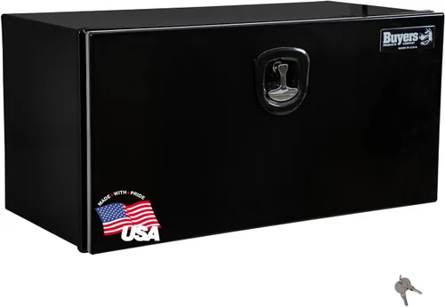 Vista 8 de Buyers Products 1706500 - Caja de aluminio para debajo de la carrocería de camión plateada con puerta de banda de rodadura diamantada, 18x18x24
