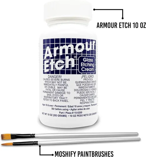 Vista 2 de Armour Etch - Paquete de crema para grabado de vidrio de 10 onzas