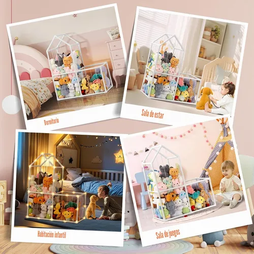 Vista 5 de ROMAGIO Almacenamiento de animales de peluche, grande de PVC, zoológico, organizador de juguetes de peluche para habitación de los niños