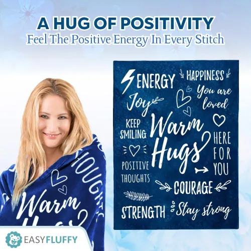 Vista 3 de EasyFluffy Manta de Recuperación para Hombres y Mujeres - Manta Curativa Súper Suave con Palabras Inspiradoras - Regalos de Pronta Recuperación