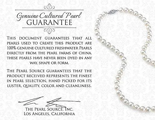 Vista 6 de THE PEARL SOURCE 14K Gold 8-9mm AAAA Quality White Freshwater Cultured Pearl Necklace for Women
