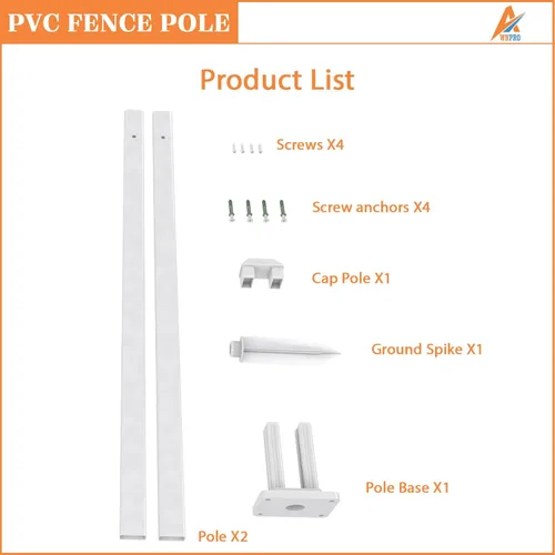 Vista 2 de 30 "H blanco durable PVC vinilo recto poste valla para jardín