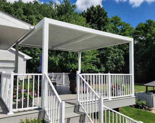 Vista 45 de PURPLE LEAF - Pérgola al aire libre con listones 10 x 12 pies de aluminio blanco con toldo rígido moderno y ajustable para patio, jardín