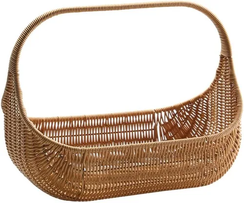 Vista 7 de Ochine Cesta de mimbre con asa, cesta de mimbre para niña de flores, cesta de picnic de mimbre, cestas de frutas, cesta de pan, cesta de ratán